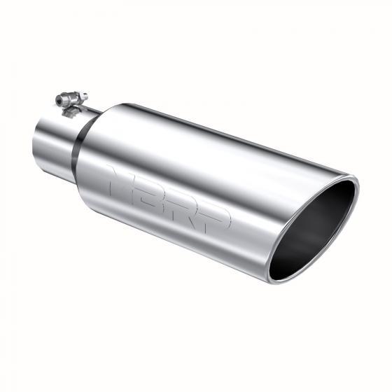 MBRP T5072 4-Inch Inlet Exhaust Tip - 6" Outlet, 12" Long, Dual Wall Angle Cut, Polished Stainless Steel